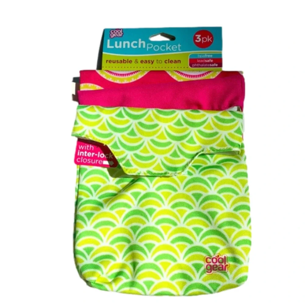 NEW Set of 3 Lunch Pocket Reusable Sandwich Bags